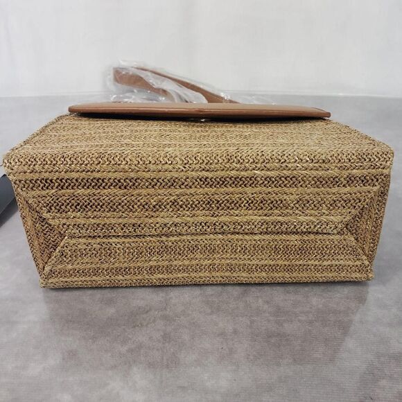 Woven Straw Crossbody Handbag Womens Tan Brown Top Handle Flap Mini Purse Raffia - Picture 5 of 10